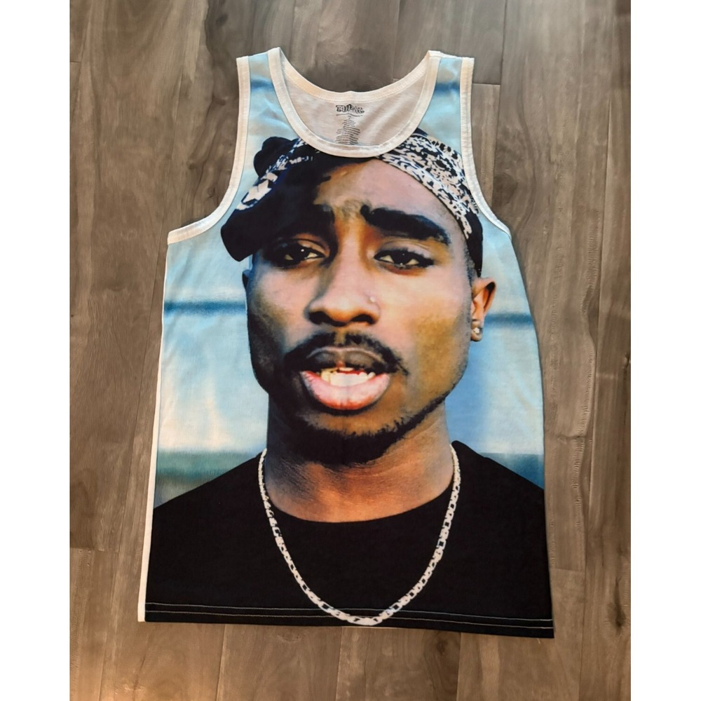 Tupac Rap Shakur Mens Multicolor Scoop Neck Streetwear Hip‎ Hop Tank Top Size M